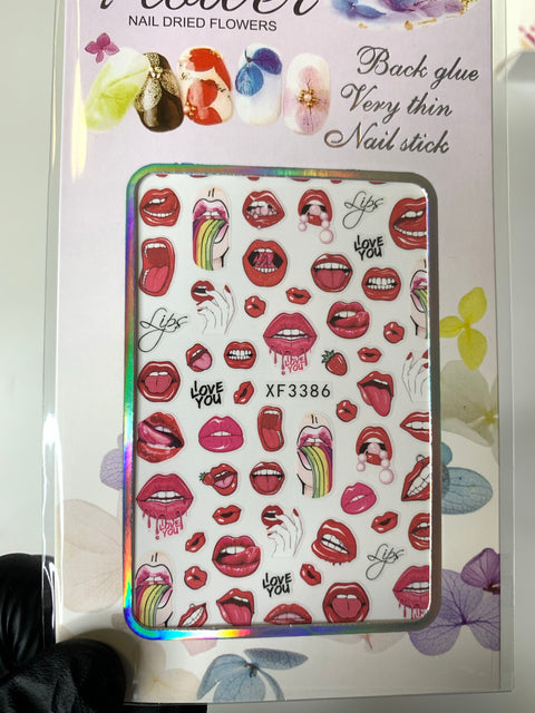 Lips and sexy girl stickers for nail art design