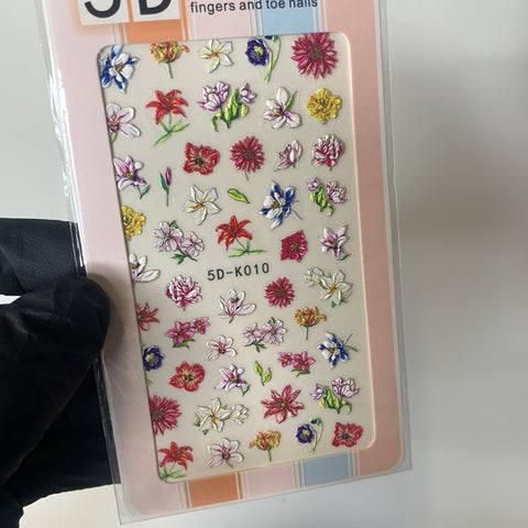 3D Flower and Butterfly Stickers for spring season (Stickers for nail design)