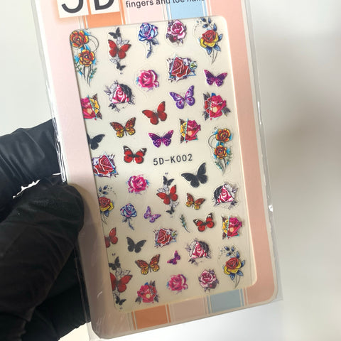 3D Flower and Butterfly Stickers for spring season (Stickers for nail design)