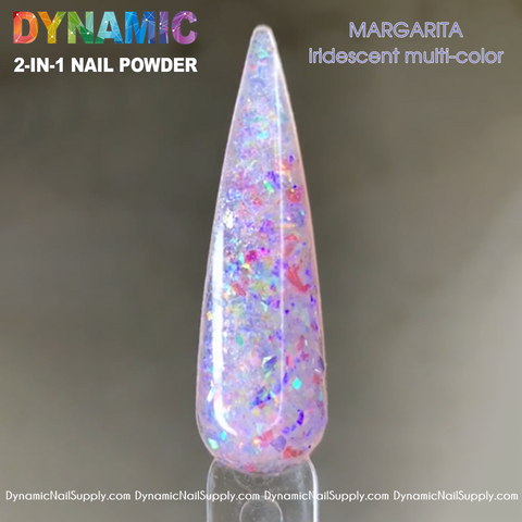 MARGARITA iridescent multi-color mixed glitter acrylic powder for sculpting and dipping nails - Dynamic Nail Supply