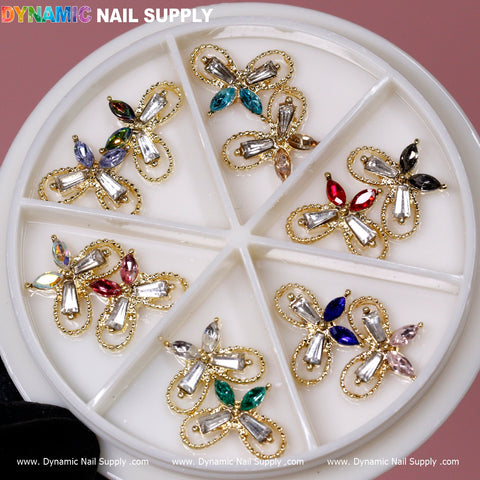 12 pcs Gold Luxury Butterfly-shape Nail Charms