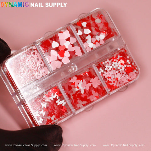 Valentine Style Butterfly & Heart & Flower sequins (red and pink color)