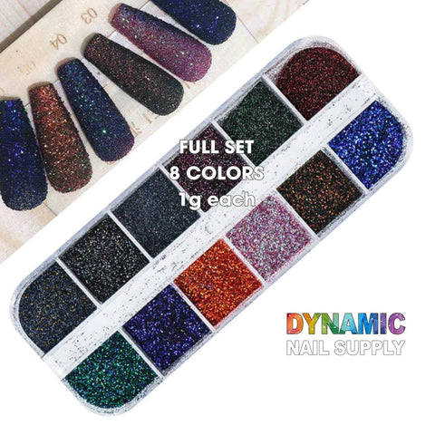 QH15060 SET 09 Holographic Nail Art Glitter Set Powder - Dynamic Nail Supply