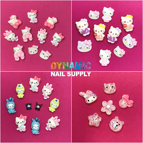 Hello Kitty Charm set - Cat Logo Nail Charms for Nails Art Designs