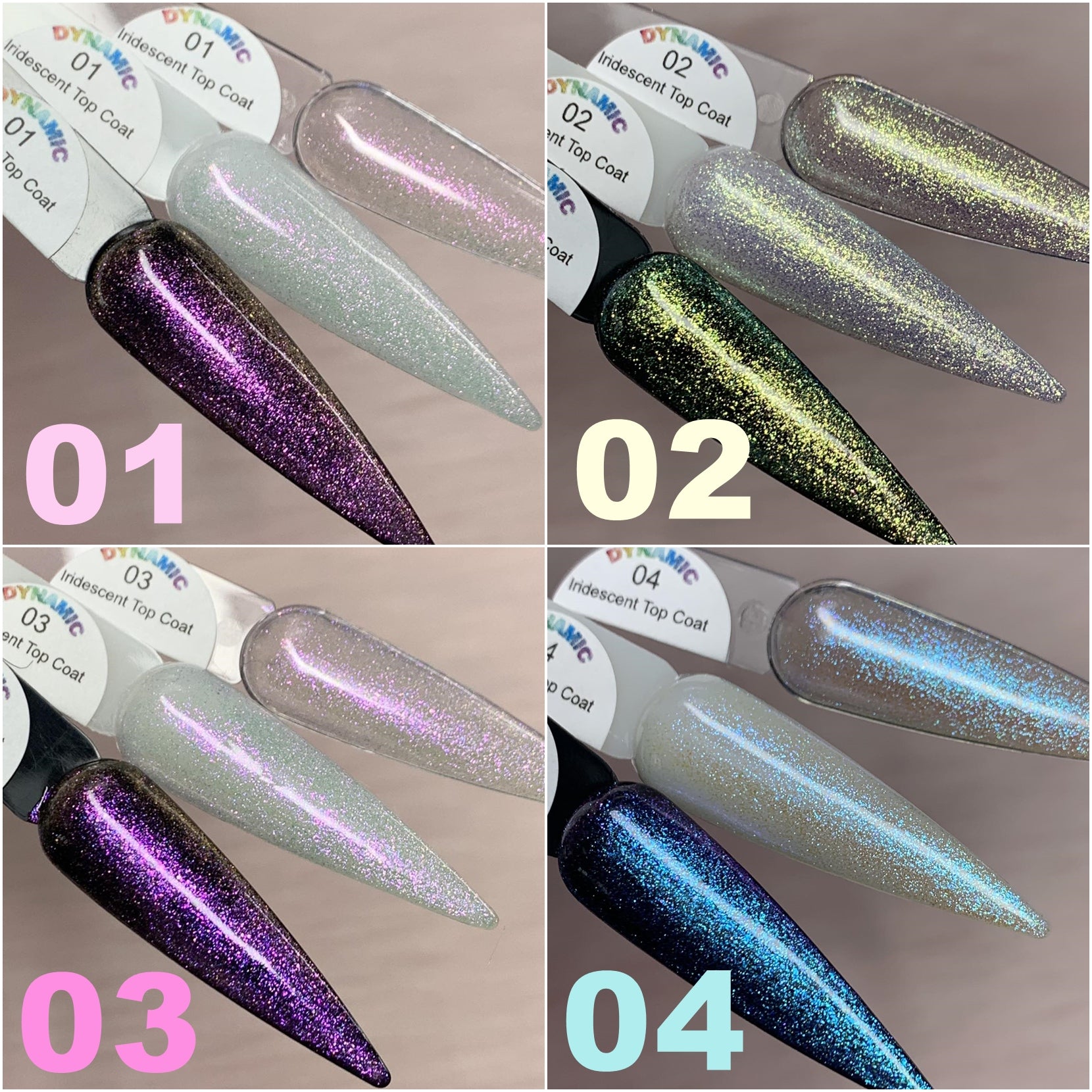 NoWipe Iridescent Top coat Dynamic Fairy Dust Topcoat Gel Polish