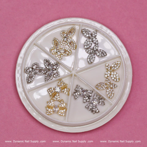 (Gold) 12 pcs Unique Butterfly Rhinestone Charm for Nails Art Designer