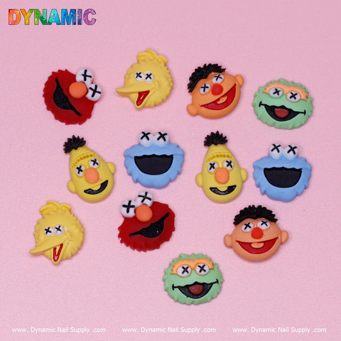 12 pcs Famous Sesame Street Cartoon Characters Nail Charms