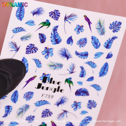 Tropical Blue Leaves Sticker (F759)