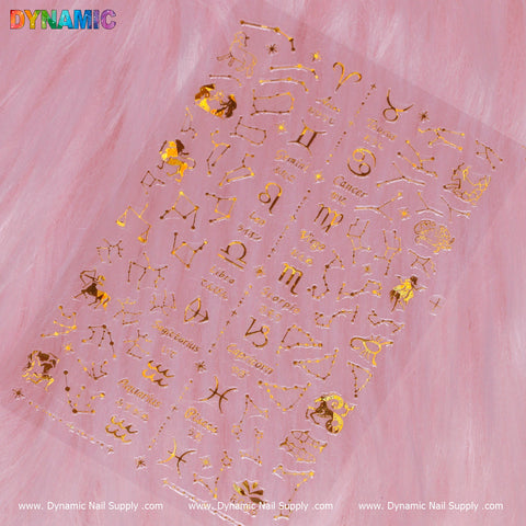 Zodiac, Horoscope Nail Design Sticker - Gold