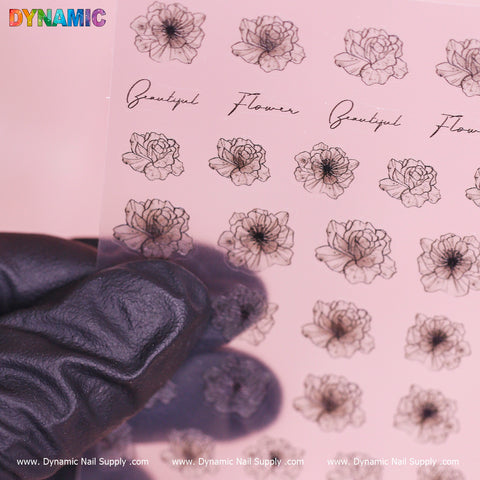 Crystal-black Flower Sticker