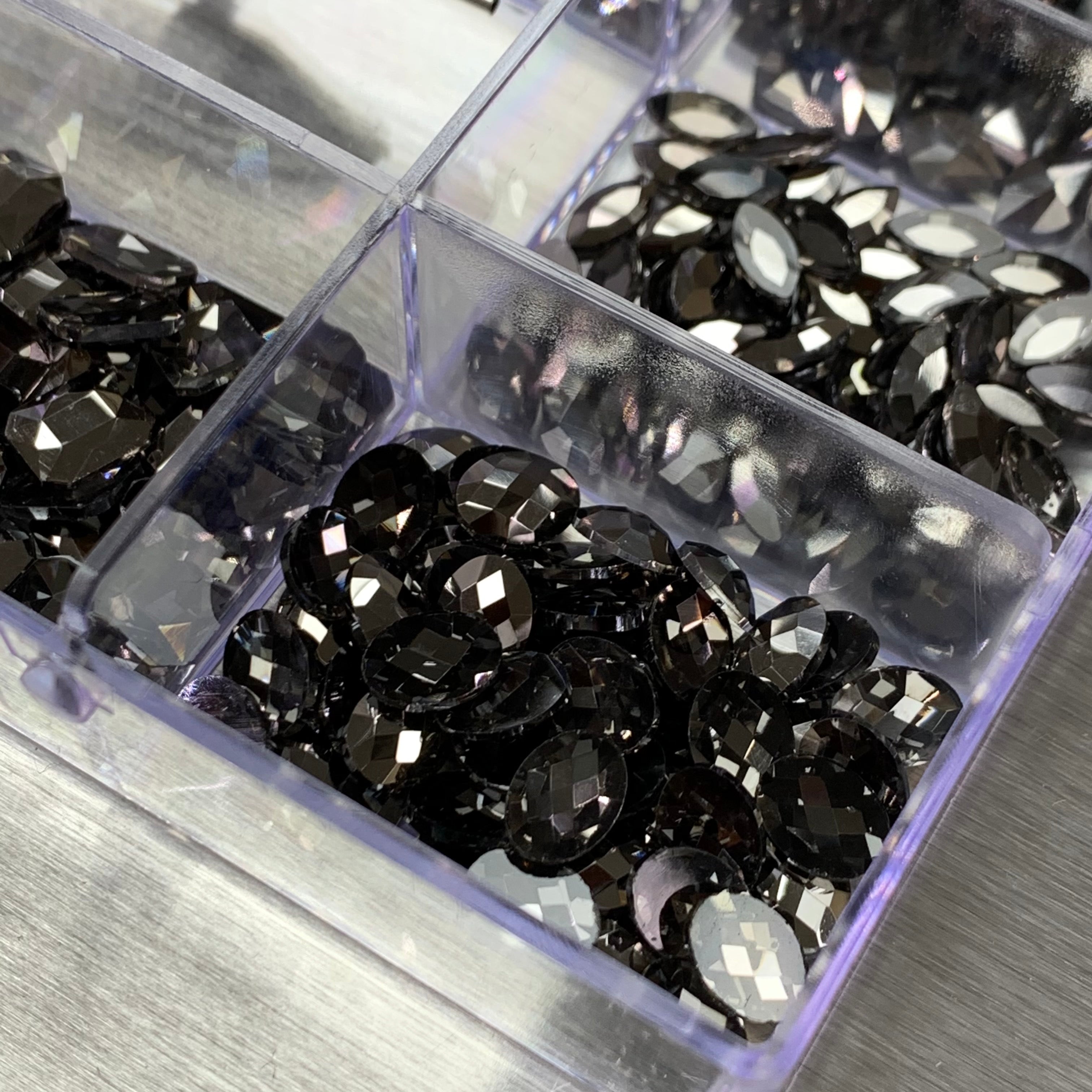 Gun Metal color Rhinestones set - 20 cells - 14 big shapes and 6 round ...