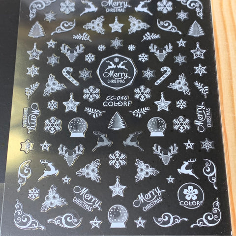 Discover the Dynamic Nail Supply bundle featuring 20pcs of Christmas nail stickers for just $30! This elegant black sticker sheet showcases an assortment of white festive designs, including snowflakes, reindeer, candy canes, stars, and Christmas trees. Enhanced with snow globe and floral motifs, these decorative swirls beautifully complete the cheerful pattern.