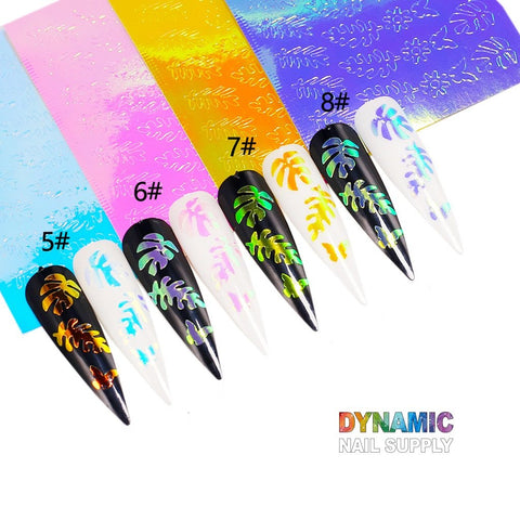 Hot Design 16pcs/set - Holographic Leaves Sticker for Nail Art Decoration - Dynamic Nail Supply