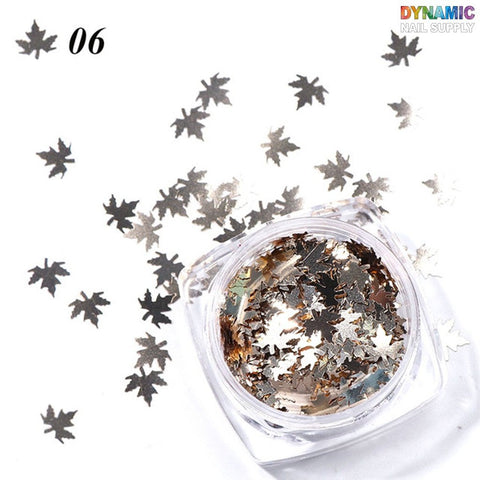 Maple Leaves glitter (Fall, Autumn)  - Set of 12 colors glitter for nails art design - Dynamic Nail Supply