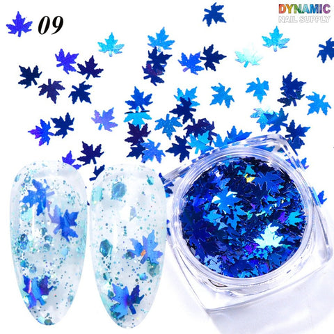 Maple Leaves glitter (Fall, Autumn)  - Set of 12 colors glitter for nails art design - Dynamic Nail Supply