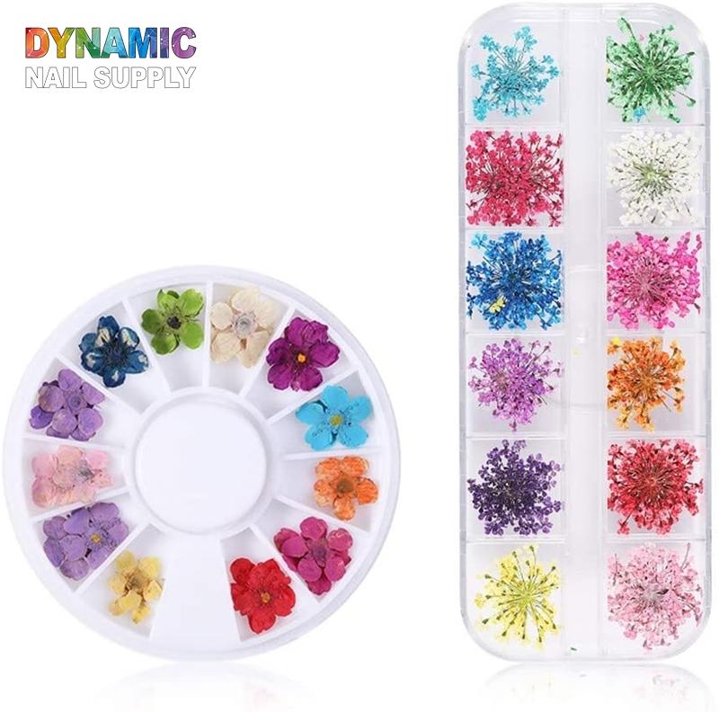 3D Dry Flowers Nail Stickers Colorful Natural Real Flower Nail