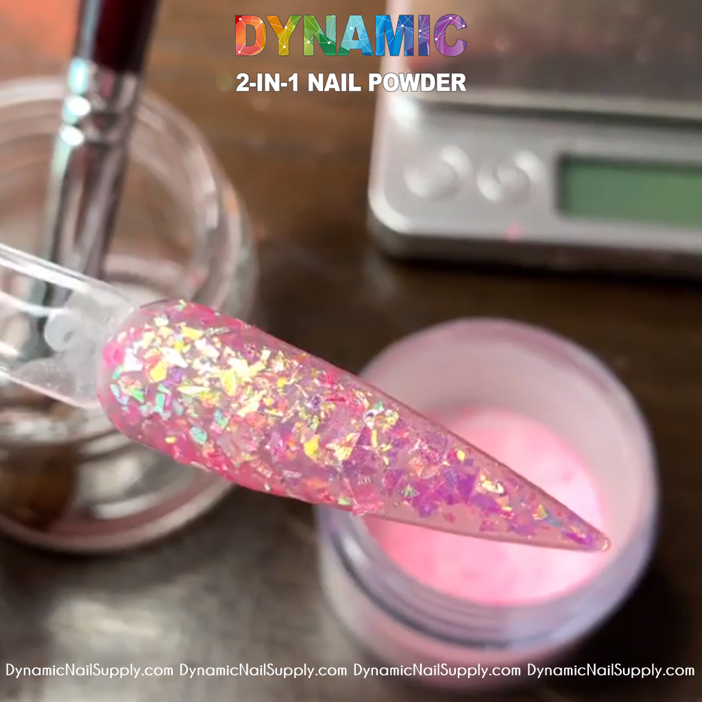 Iridescent Pinky Flakes Glitter Acrylic Powder 493 2 in 1 Powder for Dipping and Sculpting