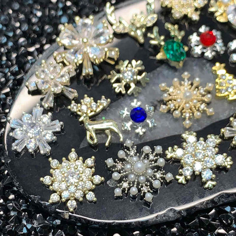 24 pcs Unique Design Snowflake Charm for Christmas nails art design