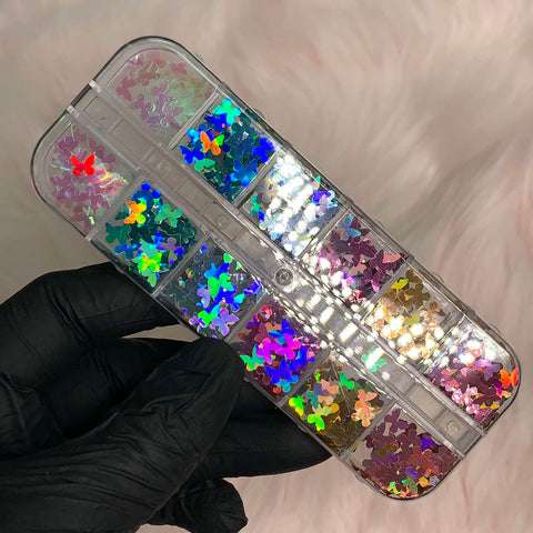 Butterfly sequins (Holographic glitter) for Spring Nails Art design