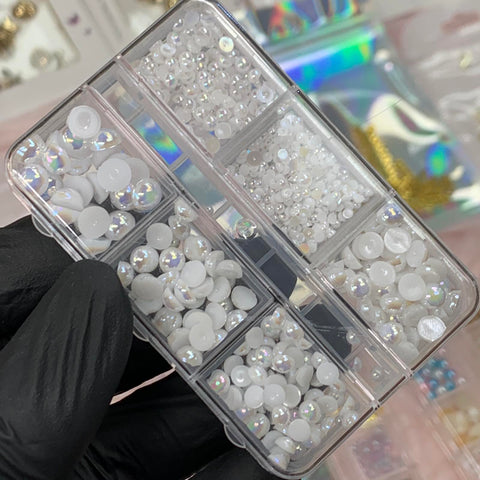 Iridescent Pearl & Metallic Ball Bead for Nails Design