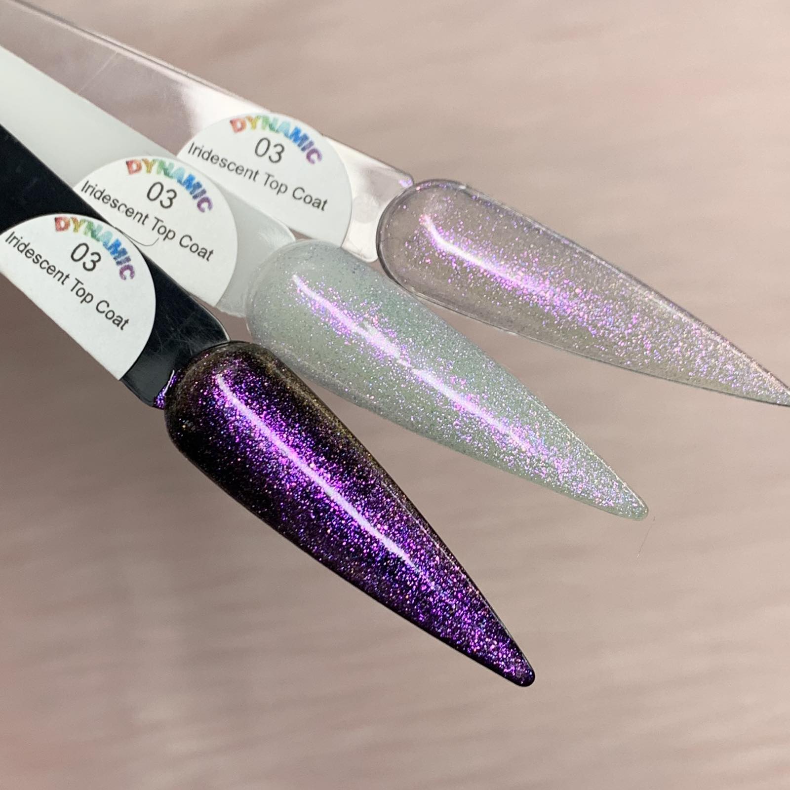 NoWipe Iridescent Top coat Dynamic Fairy Dust Topcoat Gel Polish