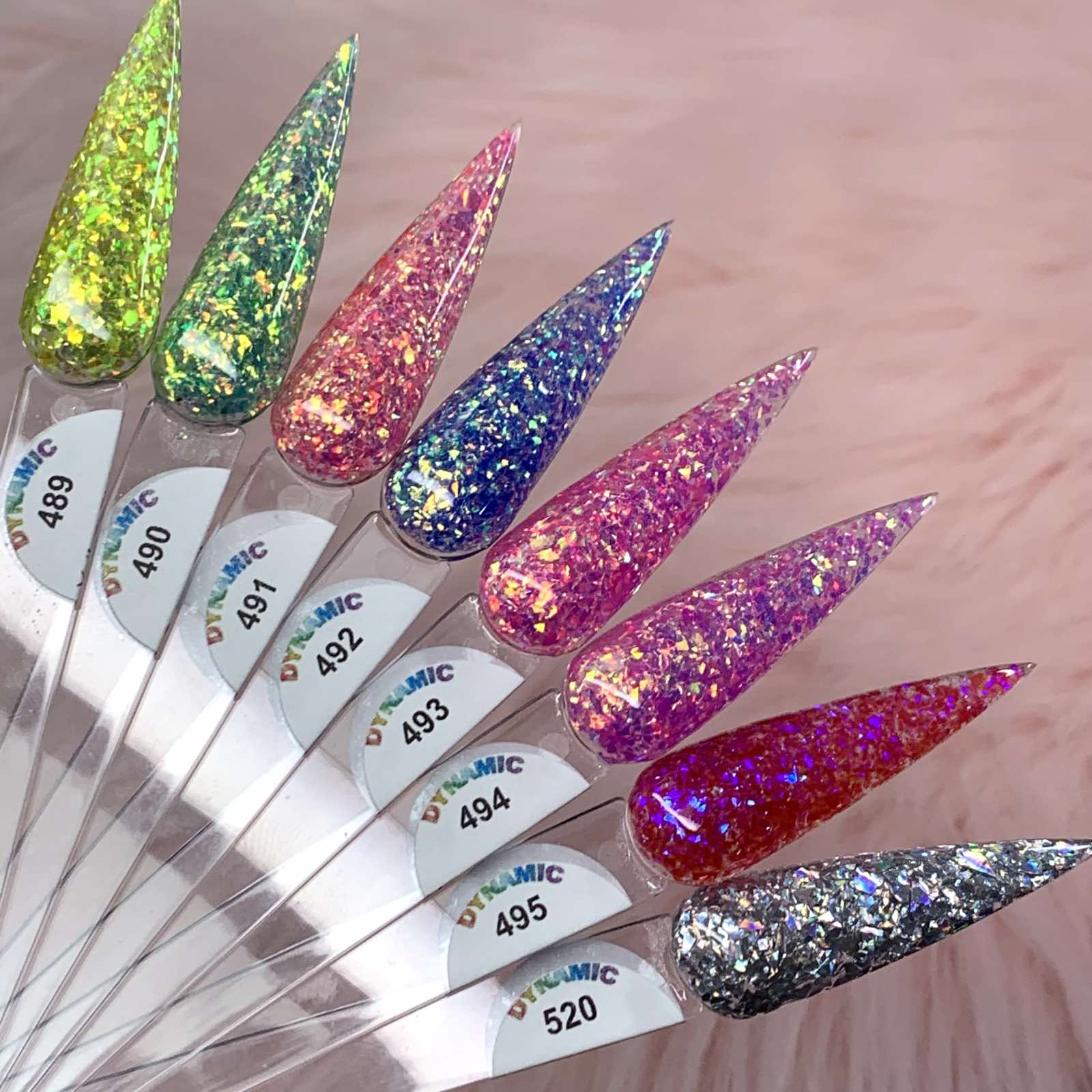 Rainbow Flakes Acrylic Powder Collection with High-sparkling iridescen ...