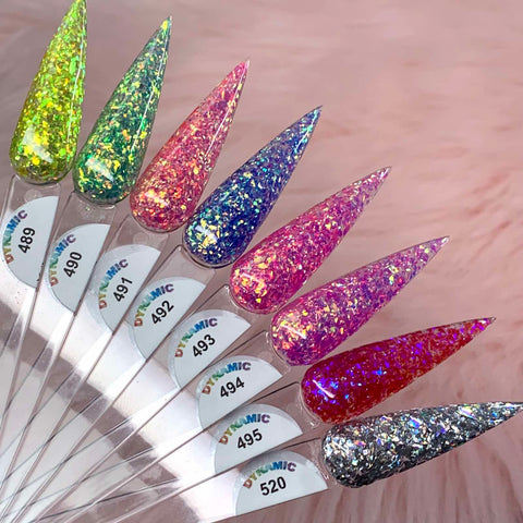 Rainbow Flakes Acrylic Powder Collection with High-sparkling iridescent effects