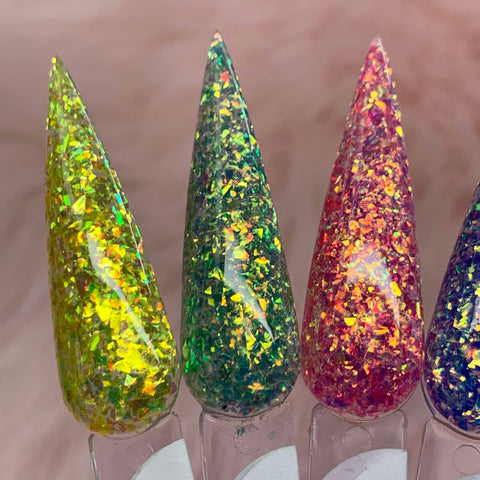 Rainbow Flakes Acrylic Powder Collection with High-sparkling iridescent effects