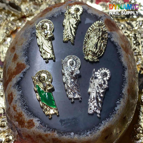 (2pcs) Religious charms for vintage nails art design (San Judas / Virgin Mary)
